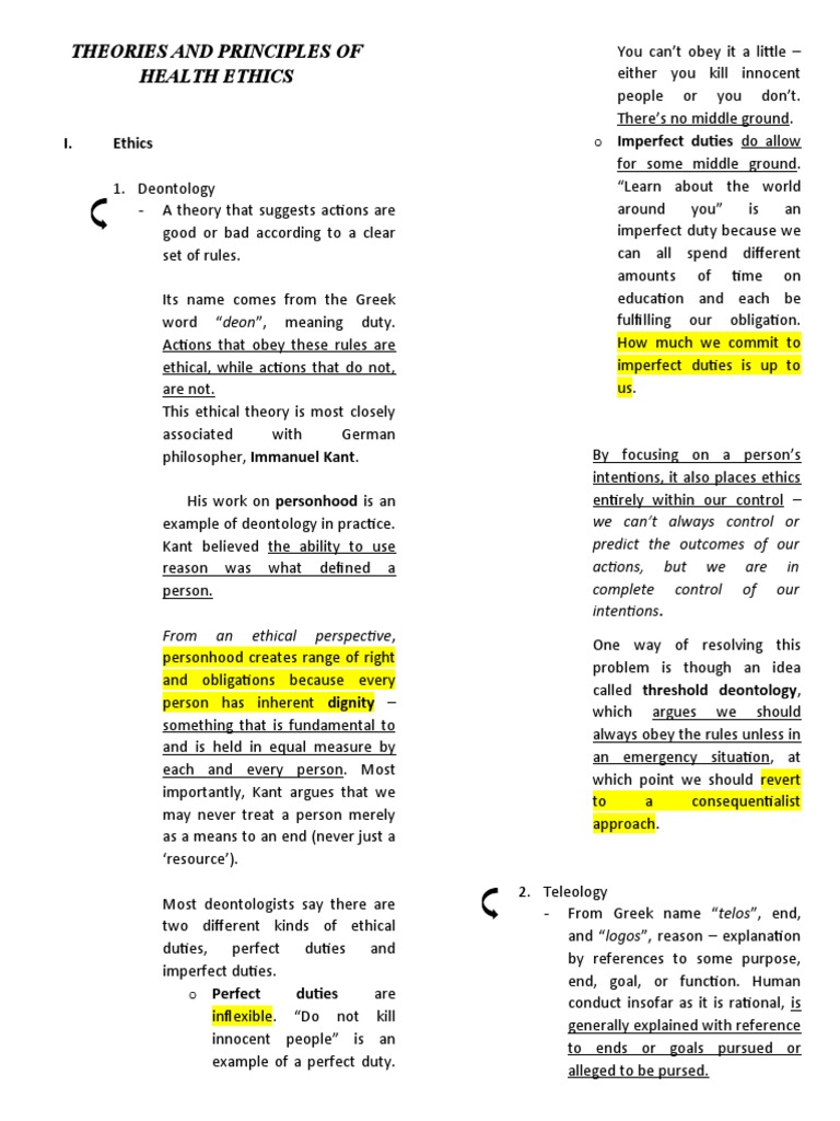 Theories and Principles of Health Ethics | PDF | Informed Consent ...