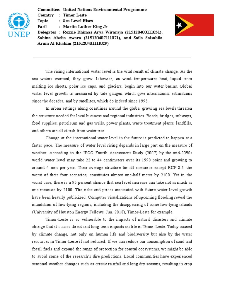 Position Paper Timor Leste | PDF | Sea Level Rise | Climate Change