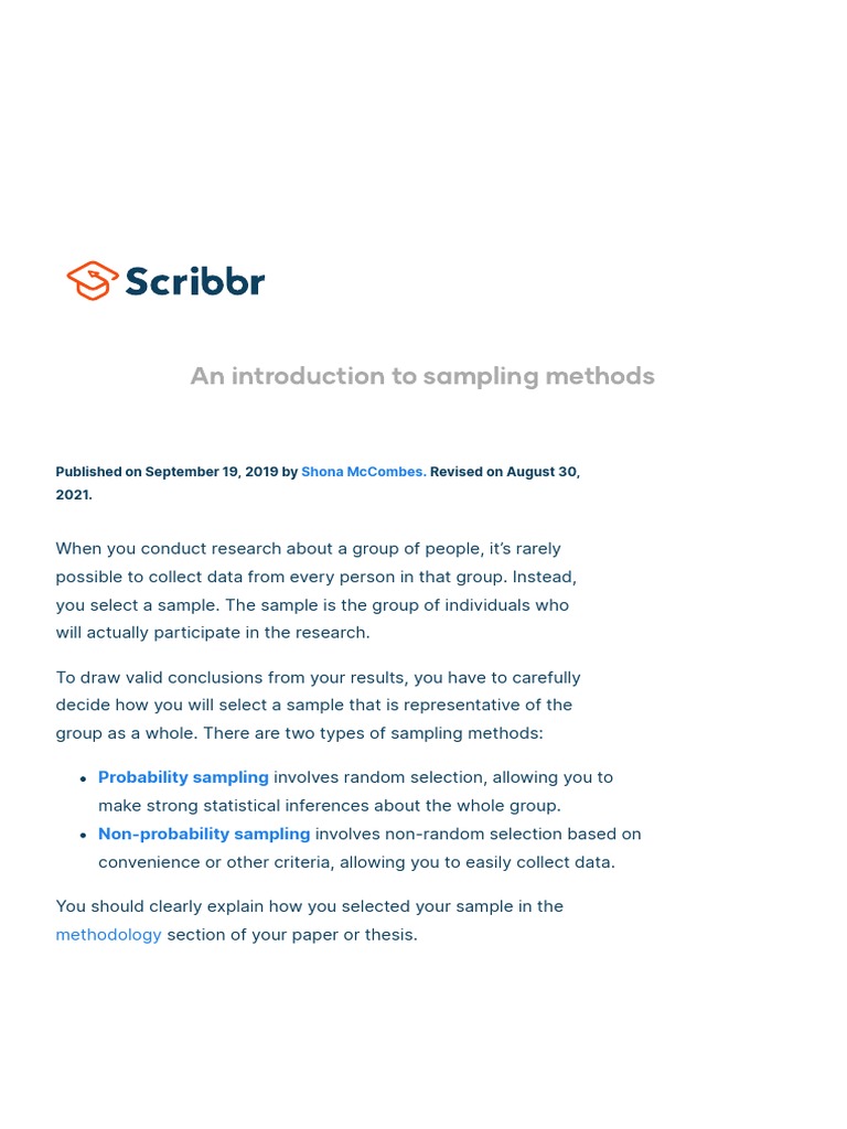 Sampling Methods Types And Techniques Explained Pdf Sampling