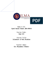 Syed Hasan Dawar, BB-29010 Hum-121 Islamiat & Pak - Studies: Name & ID: Course Code: Course Title