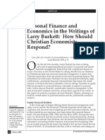 Personal Finance and Economics in The Writings of Larry Burkett: How Should Christian Economists Respond?