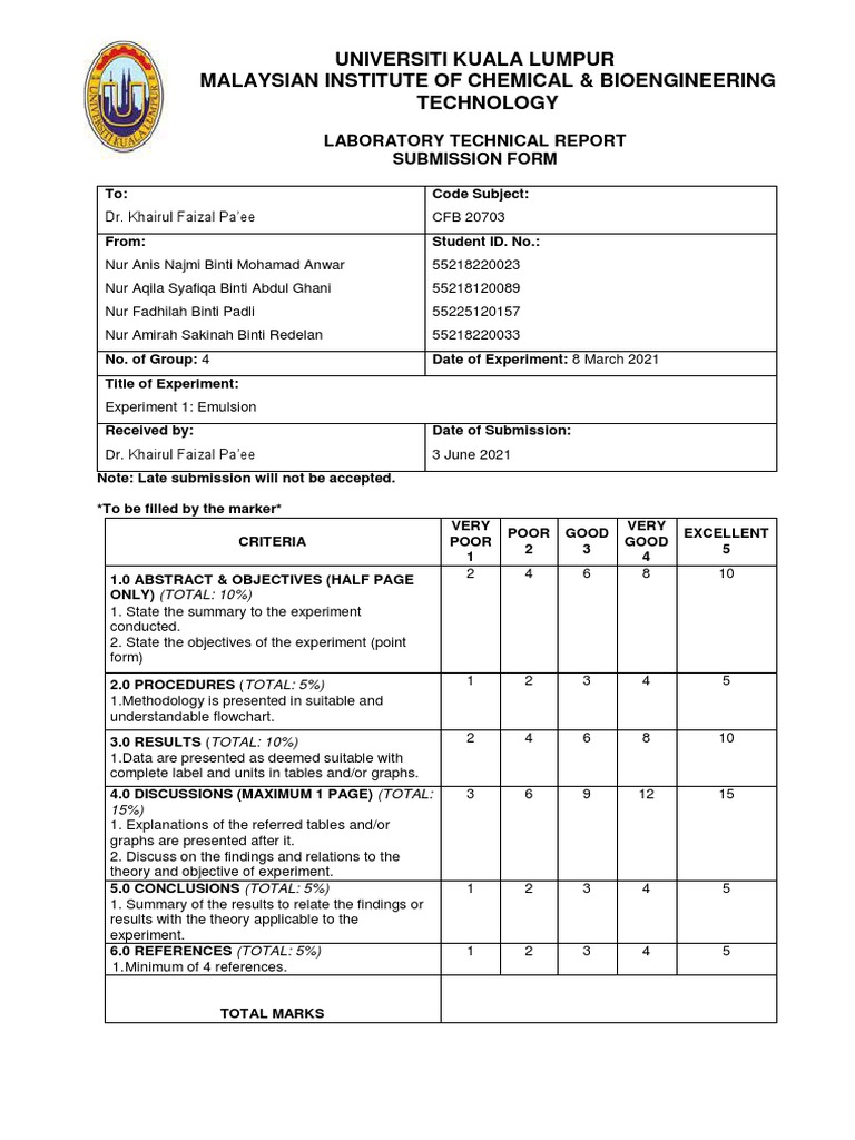 Emulsion Experiment PDF Emulsion Surfactant