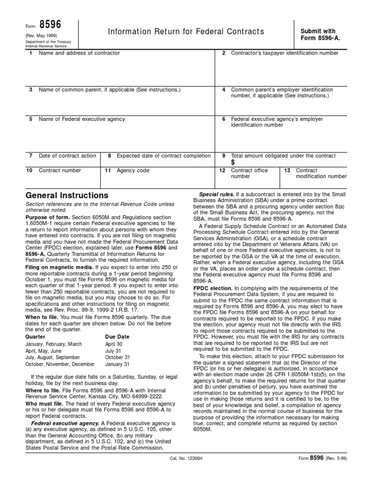 Federal Contract Reporting Form 8596 | PDF | Independent Contractor ...