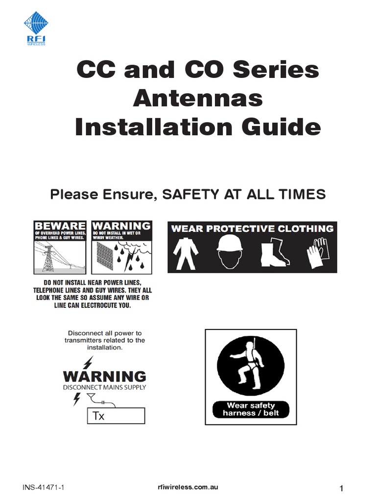 CC and CO Series Antennas Installation Guide Please Ensure, Safety at