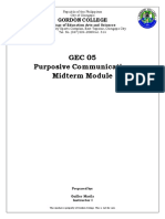GEC 05 Purposive Communication Midterm Module: Gordon College