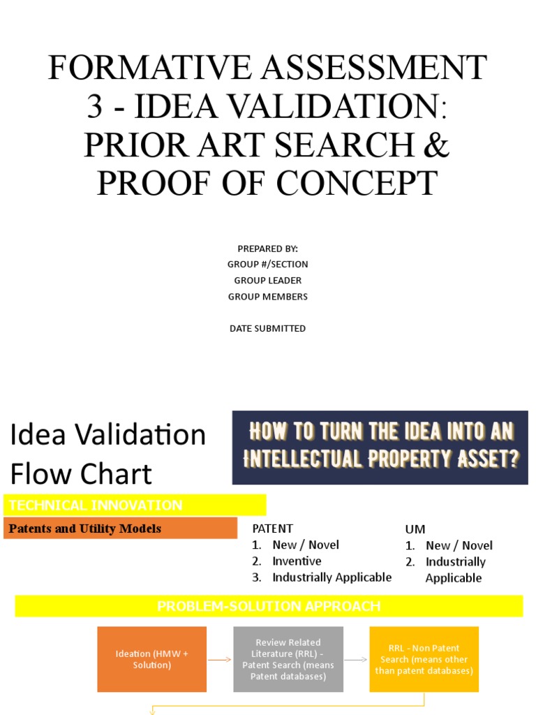 Formative Assessment 3 - Idea Validation: Prior Art Search & Proof of ...