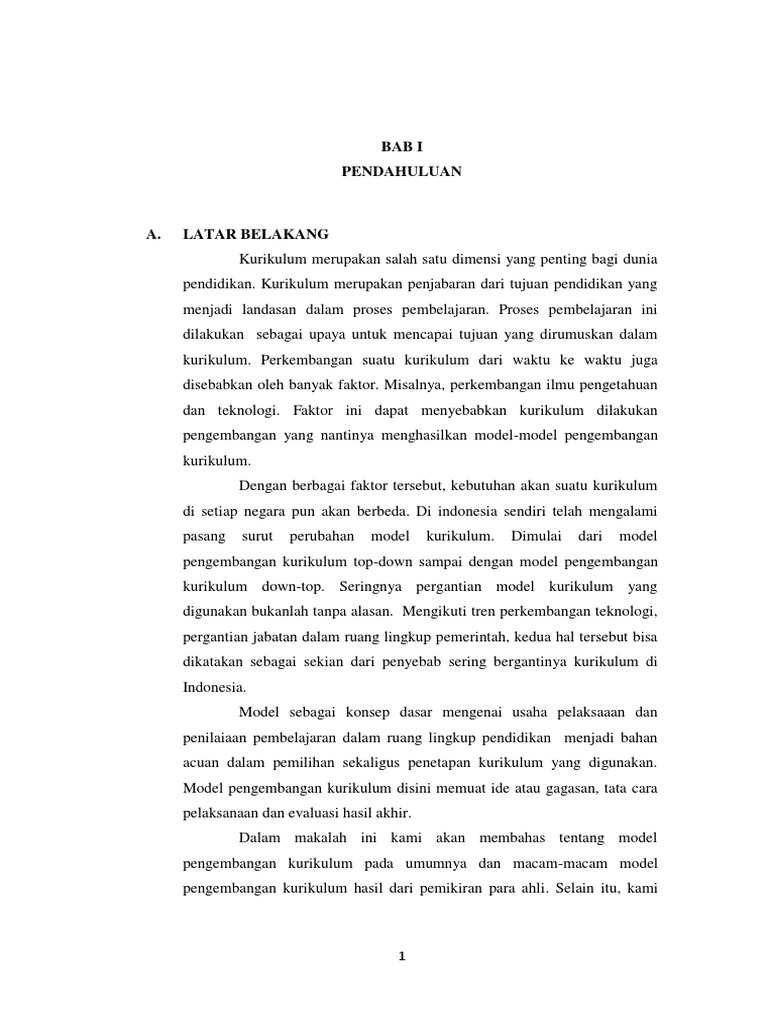Makalah Model Pengembangan Kurikulum Pdf