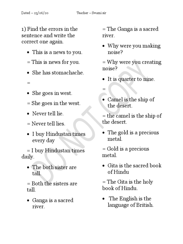 Convert The Sentences PDF