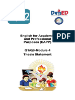 English For Academic and Professional Purposes (EAPP) Q1/Q3-Module 4 Thesis Statement