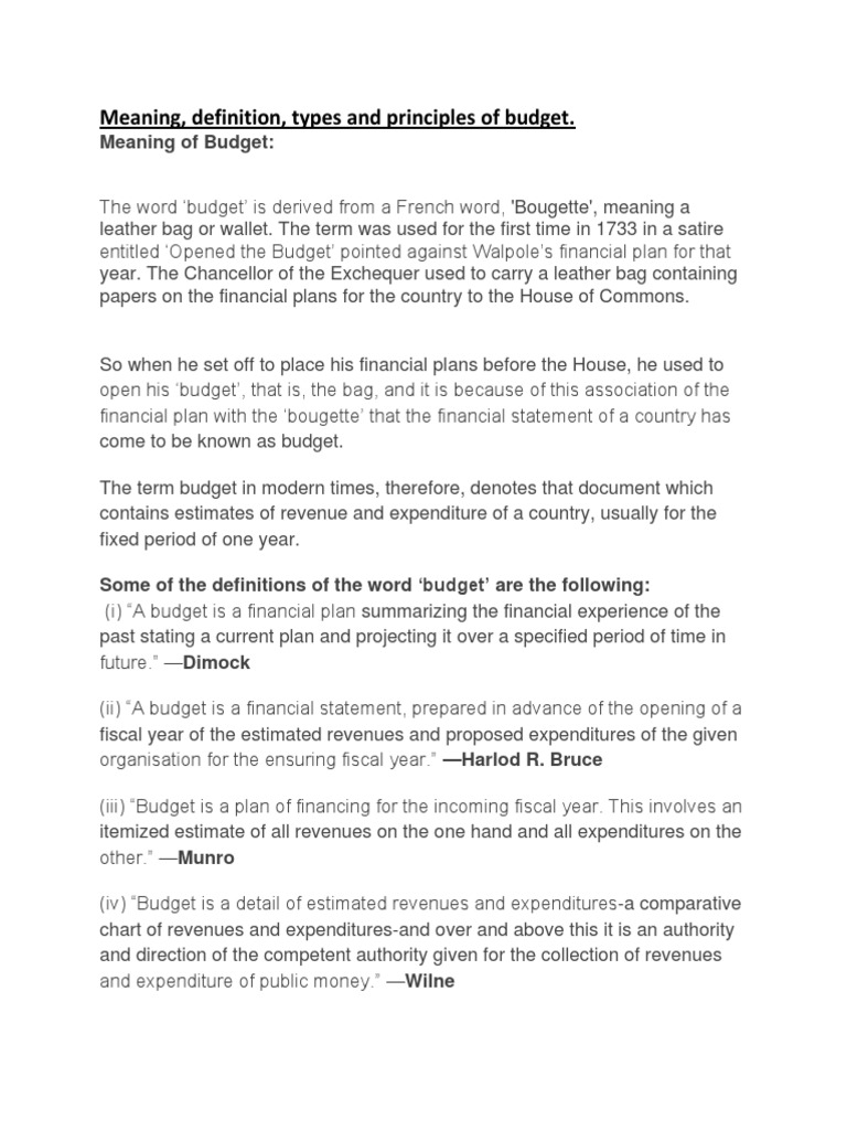 Principles and Meaning of Budgeting | PDF | Budget | Deficit Spending