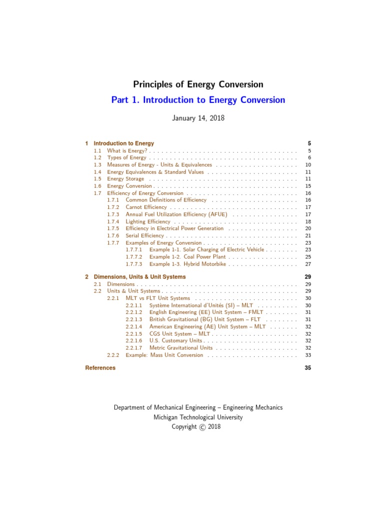MEEM4200-5290 Part01 Introduction To Energy 01-14-2018 | PDF ...