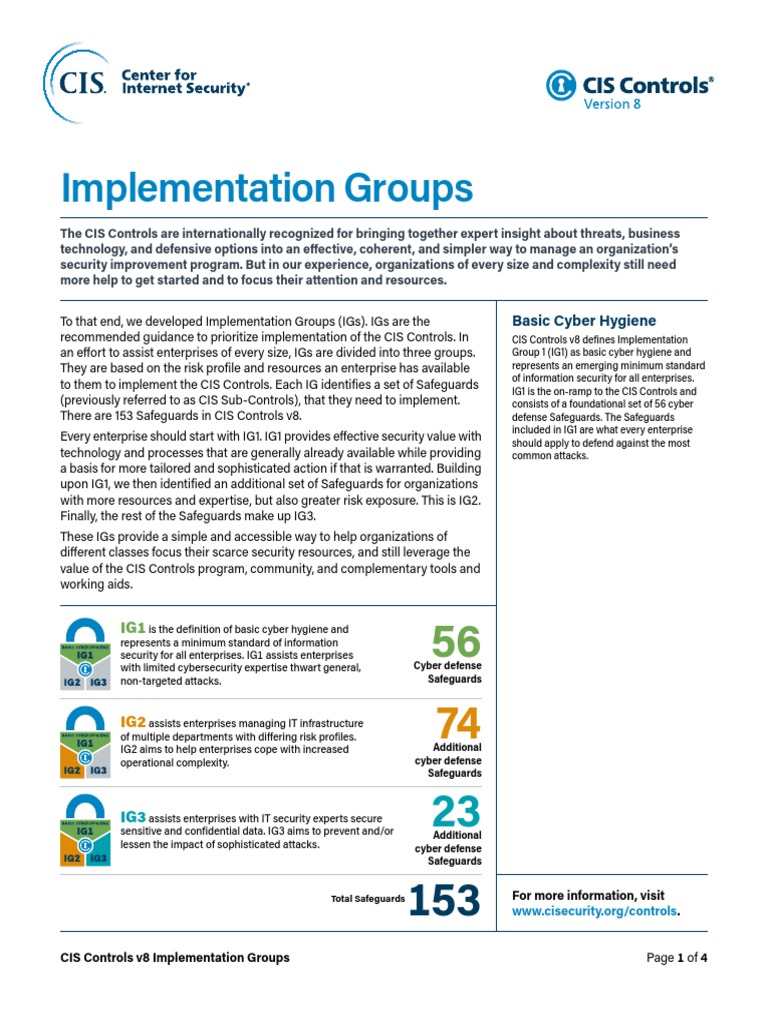 CIS Controls v8 Implementation Groups Handout | PDF | Computer Security ...