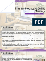 Guidelines For Productive Online Meetings: Unit 2. Lesson 2