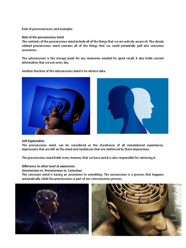 Preconsciousness - Role | PDF | Self-Improvement | Science & Mathematics