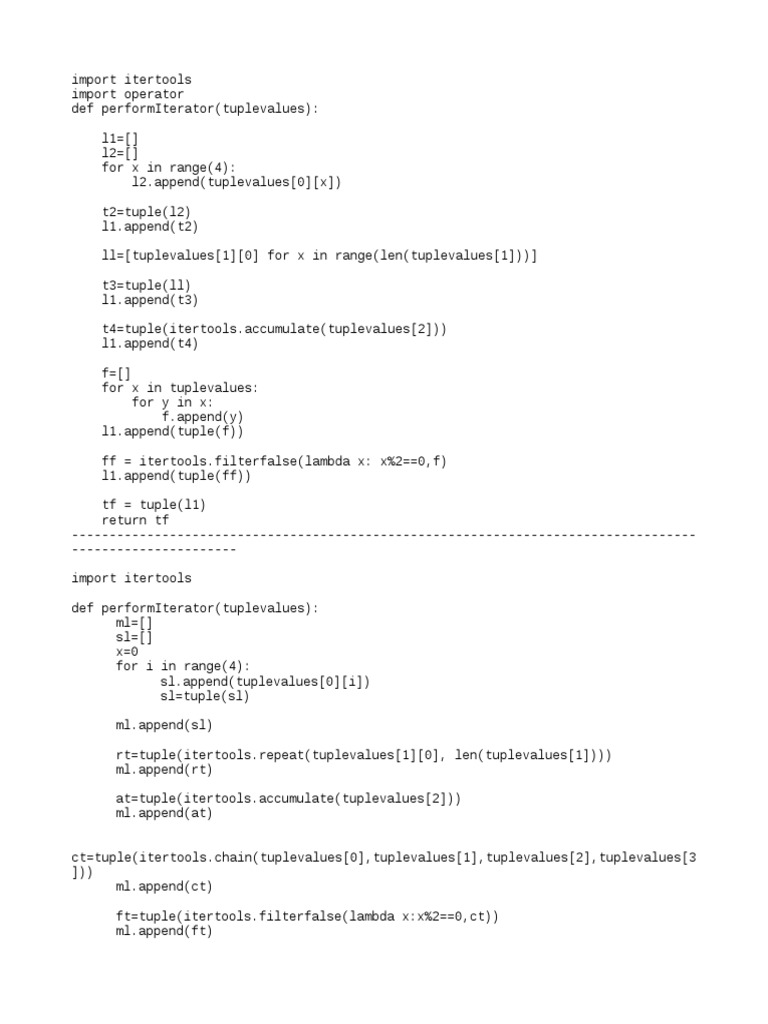 Performing Iterations and Transformations on Nested Tuples Using the
