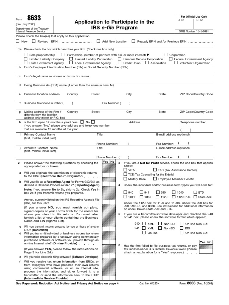 US Internal Revenue Service: f8633 Accessible | PDF | Tax Return ...