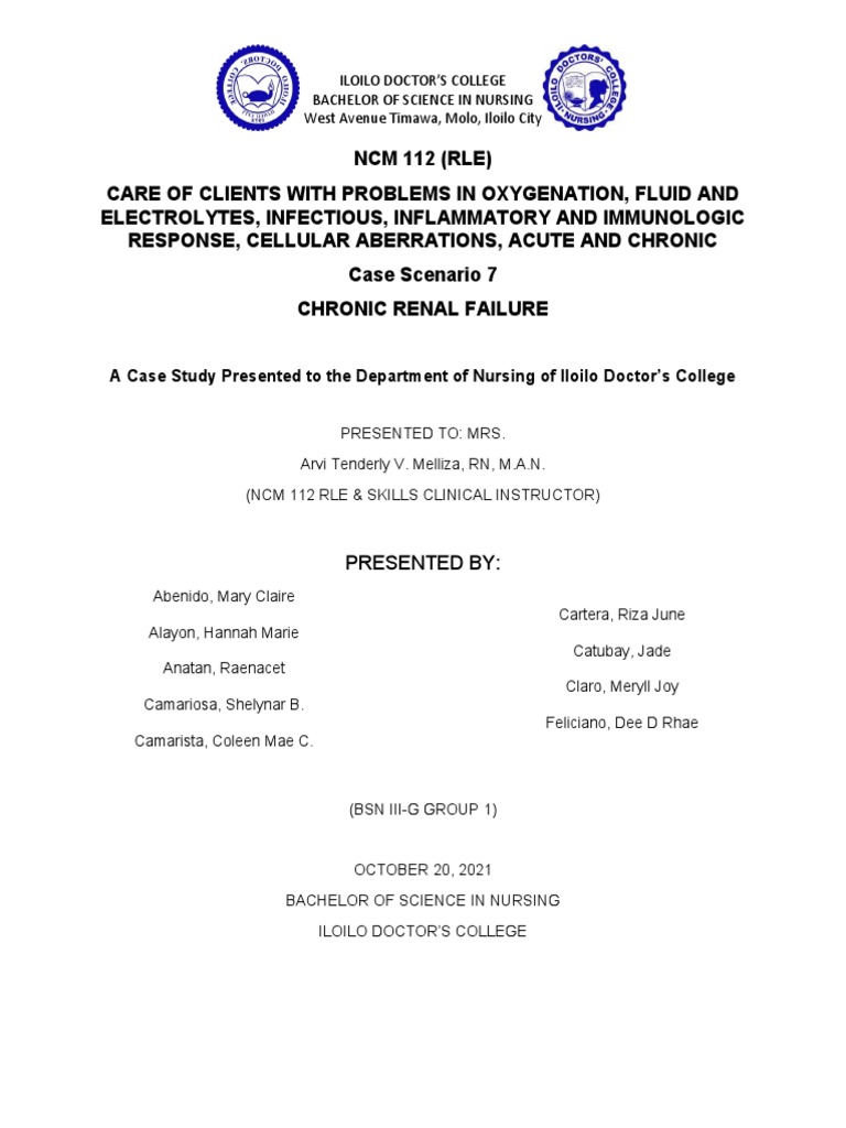 Chronic Renal Failure - Case Study (Group) | PDF | Kidney | Chronic ...