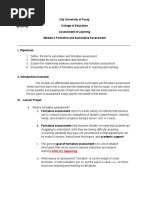 City University of Pasay College of Education Assessment of Learning Module 3 Formative and Summative Assessment