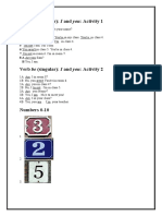 Verb Be (Singular) : I and You: Activity 1