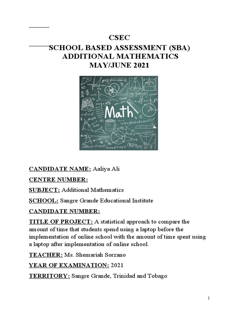 Aaliya ali add maths sba 2021 download free pdf quartile statistics