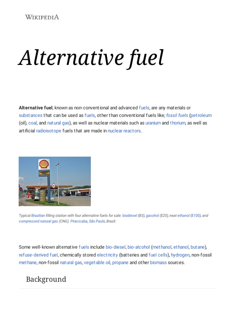 Overview of Alternative Fuels | PDF | Alternative Fuel | Fuels