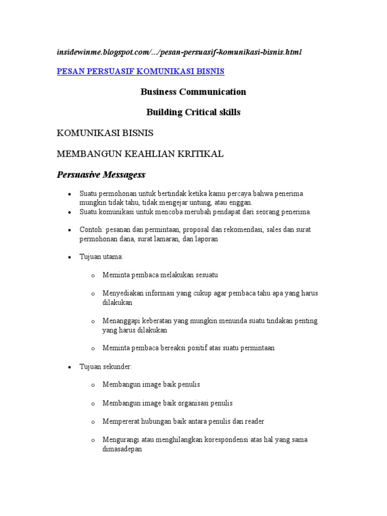 Contoh Surat Bisnis Persuasif Surat Surat