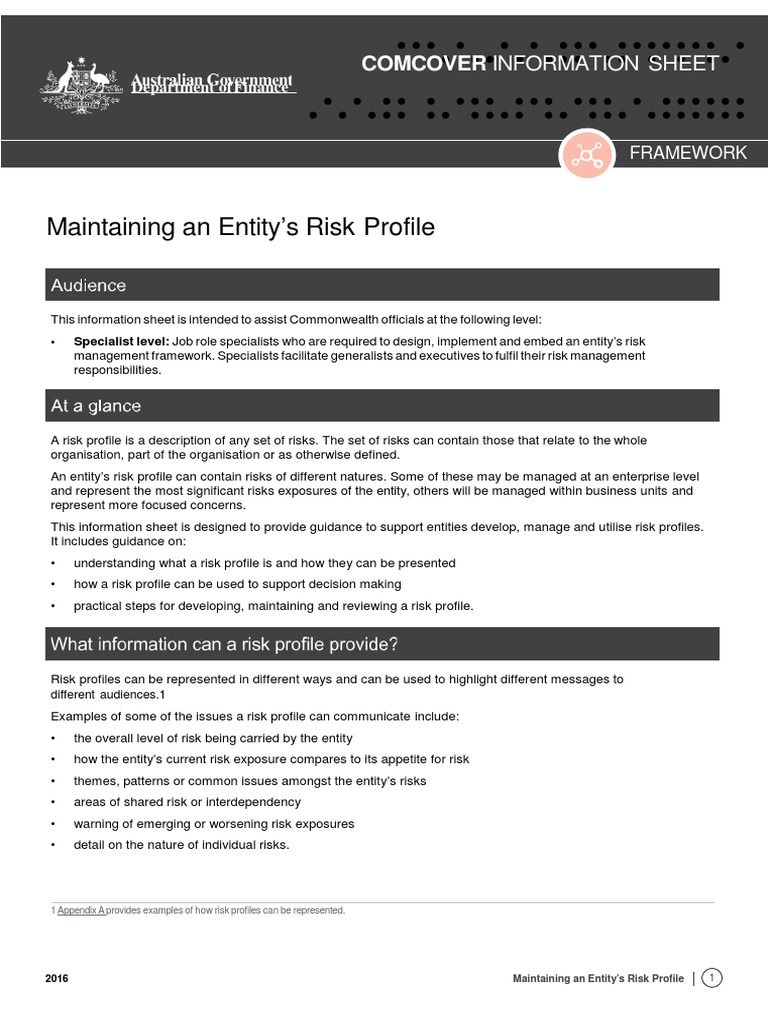 Maintaining An Entity's Risk Profile: Comcover Information Sheet | PDF ...