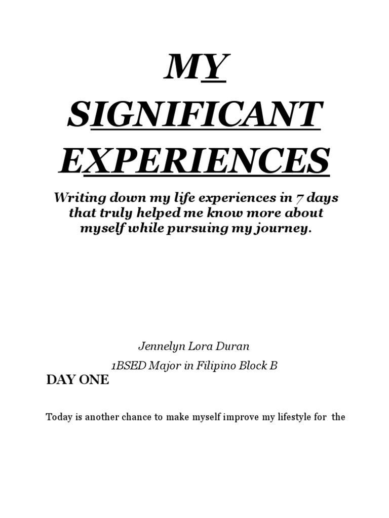 My Journey of Significant Experiences | PDF | Critical Thinking | Gratitude
