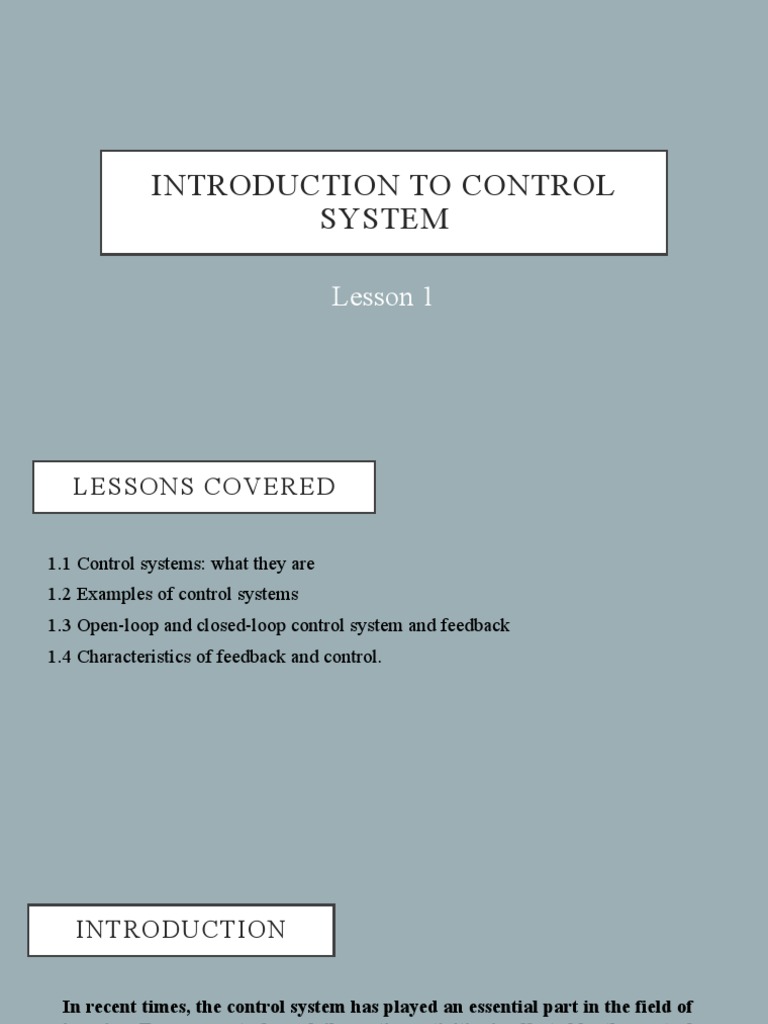 Lesson 1. Introduction To Control System | PDF | Control System | Feedback