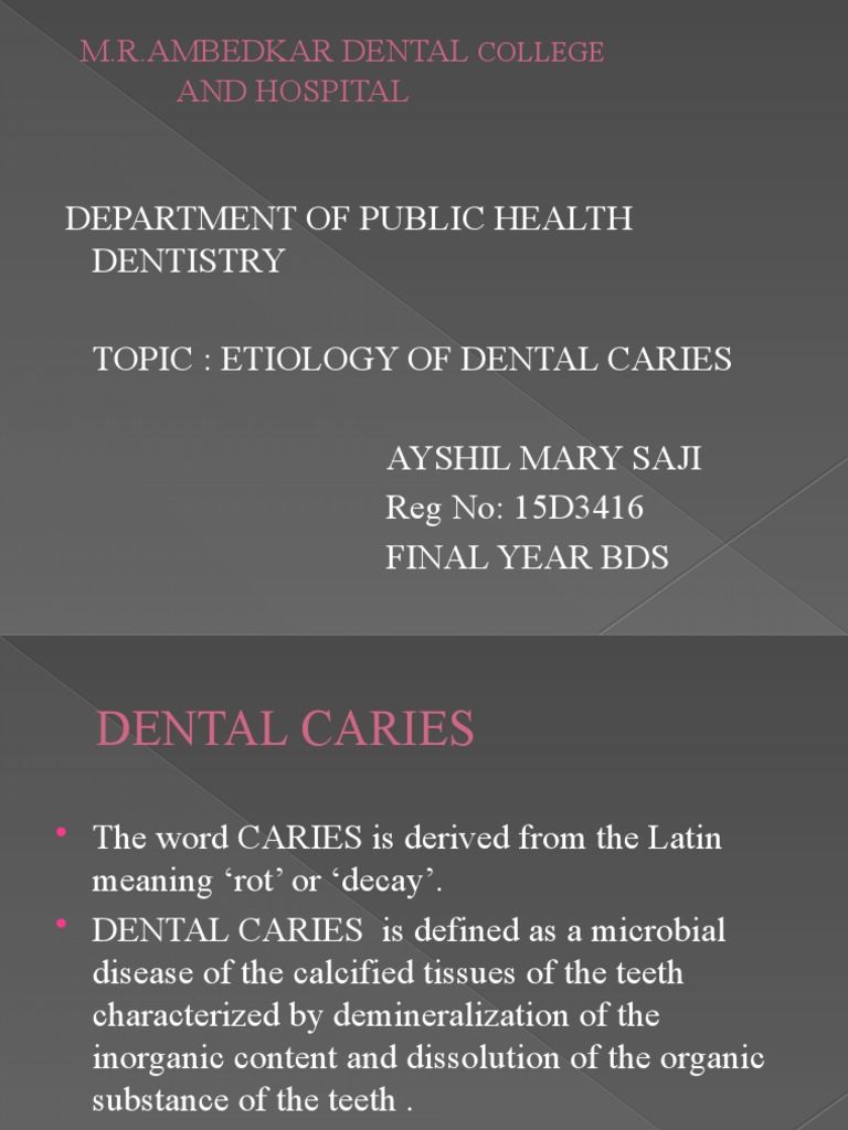 Etiology of Dental Caries PDF Saliva Human Tooth