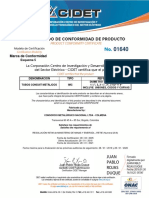 Certificado Tubería IMC Colmena