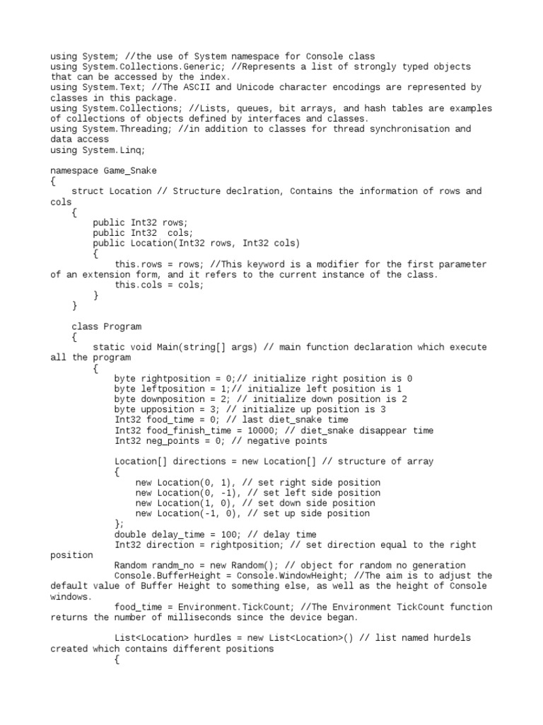 Snake Game Simulation in C#: A Program that Implements the Classic ...