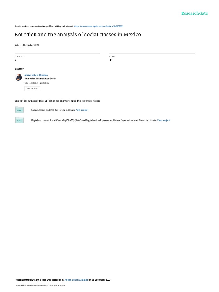 Bourdieu and The Analysis of Social Classes in Mexico December 2020