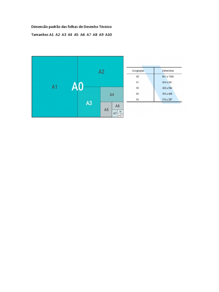 Tamanho Das Folhas de Desenho A0 - A10 | PDF