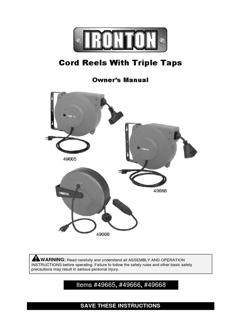 Cord Reels With Triple Taps: Owner's Manual, PDF