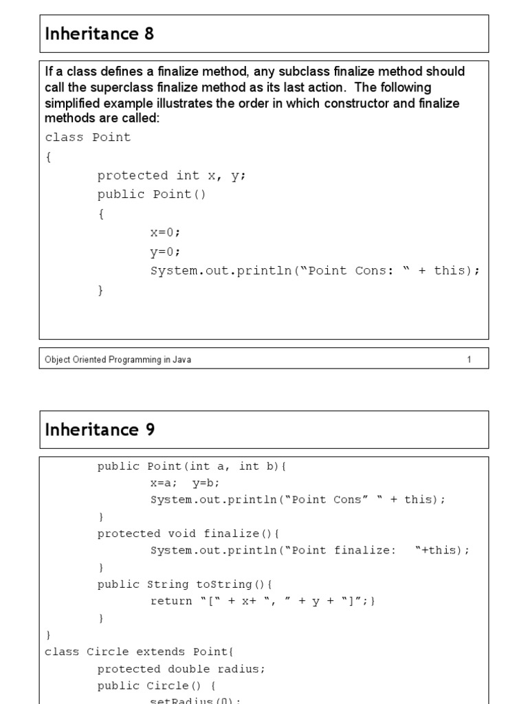 Java OOP Inheritance and Finalization | PDF | Inheritance (Object ...