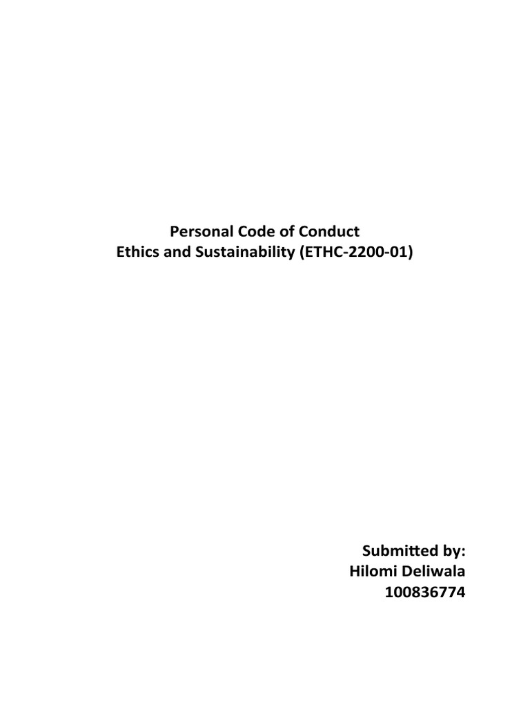 Personal Code of Conduct PDF Social Institutions Social Science