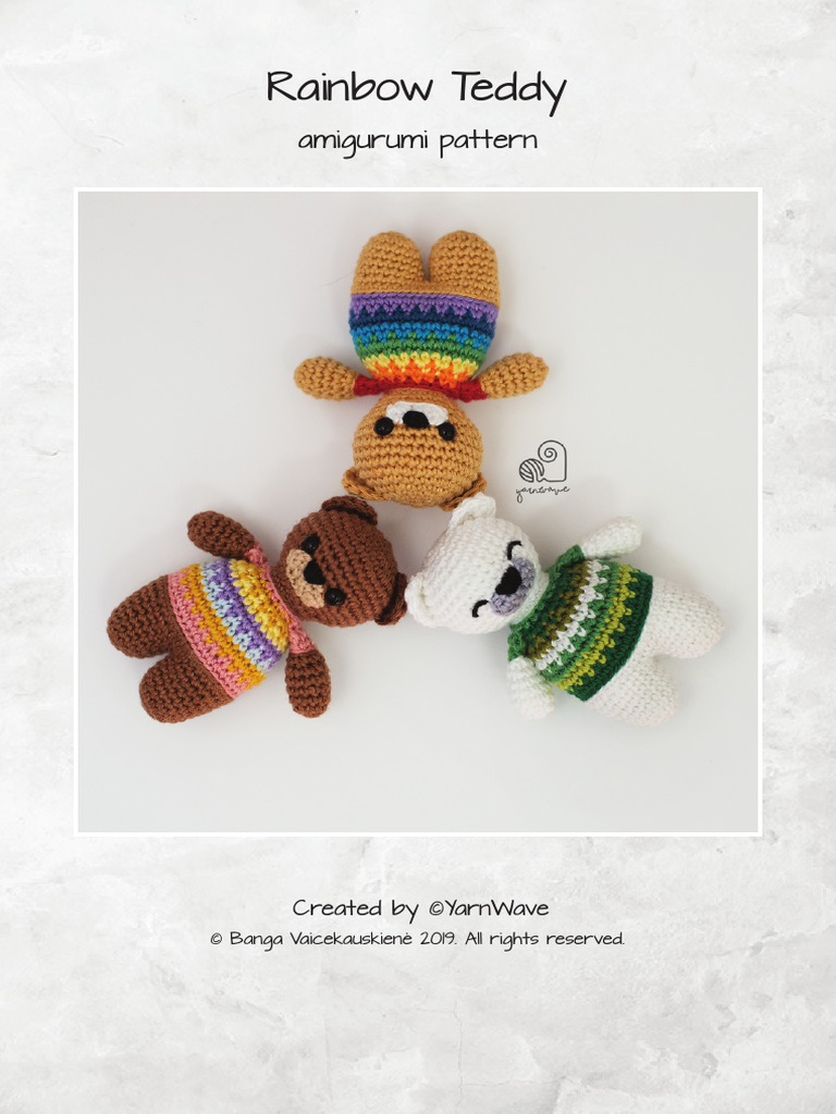 Rainbow Teddy Amigurumi Pattern Pdf Crochet Yarn