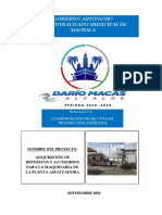Gobierno Autonomo Descentralizado Municipal DE Machala: Coordinación DE Sección DE Producción Asfáltica