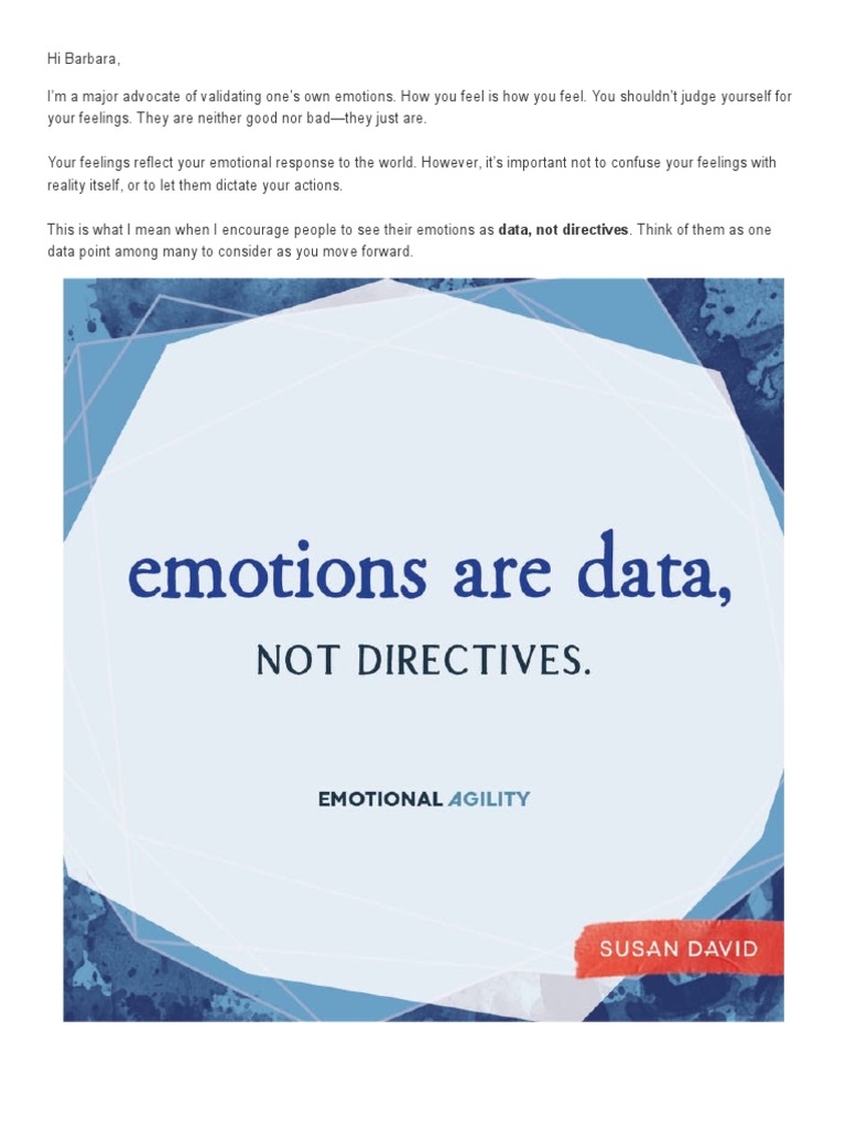 Emotions Are Data, Not Directives, Susan David | PDF | Emotions ...