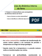 Consequências da dinâmica interna da Terra e formação de rochas metamórficas