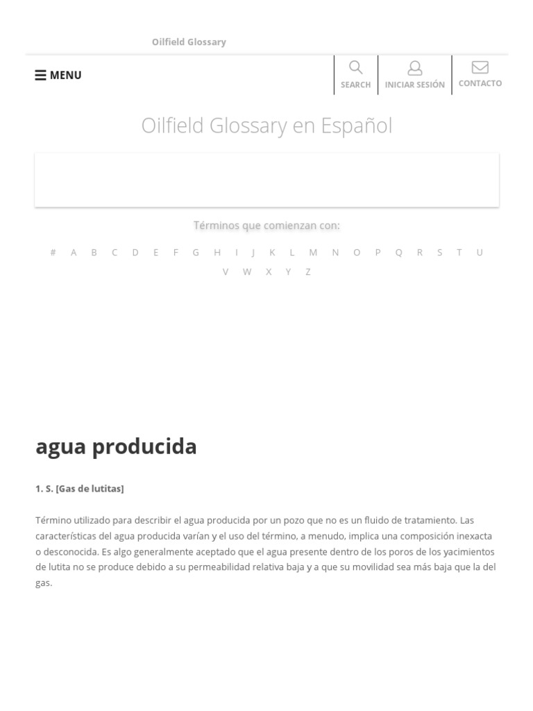Agua Producida Oilfield Glossary PDF