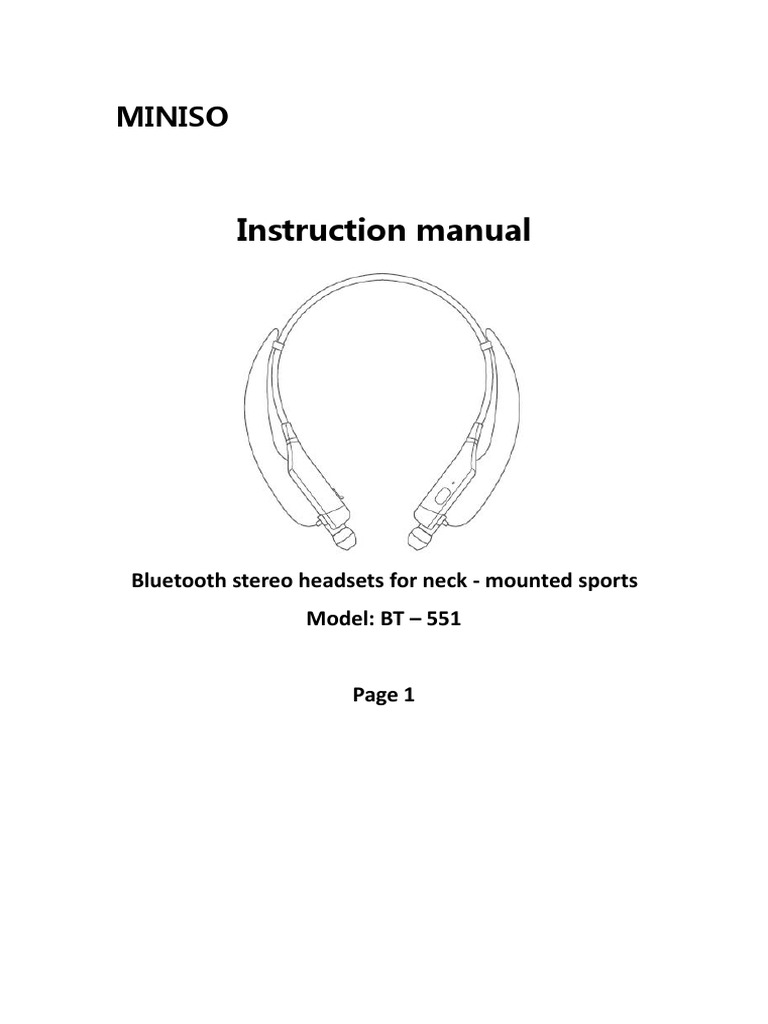 Instruction Manual Miniso PDF Headphones