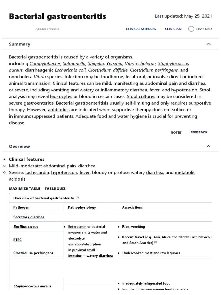 Bacterial Gastroenteritis - AMBOSS | PDF | Diarrhea | Foodborne Illness