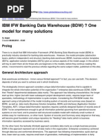 IBM IFW Banking Data Warehouse (BDW) ? One Model For Many Solutions