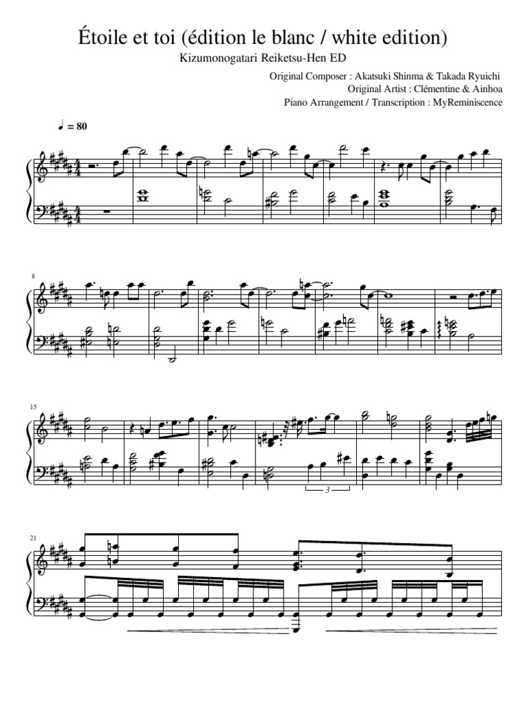 Sheet Etoile Et Toi Edition Le Blanc White Edition Pdf