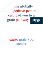 Being Globally Competitive Person Can Lead You To A Grate Pathway That Cause Grate You Success