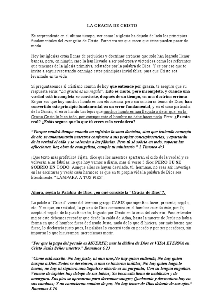 La Verdadera Gracia de Cristo | PDF | Gracia en el cristianismo ...