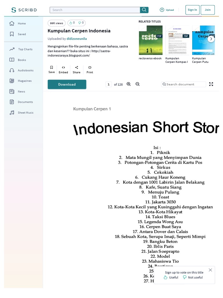 Qdoc Tips Kumpulan Cerpen Indonesia Pdf