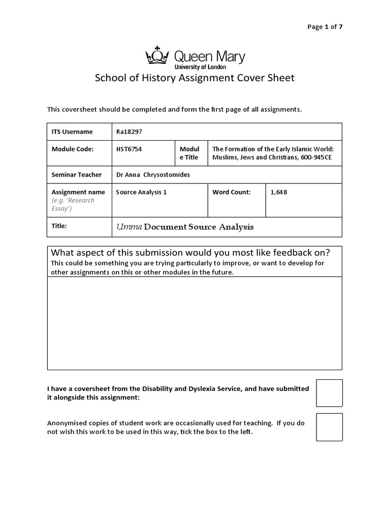 Source Analysis Example Formation | PDF | Ummah | Muhammad